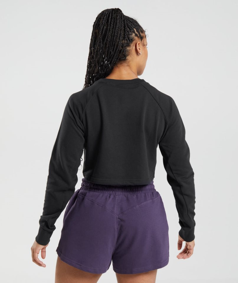 Women's Gymshark Legacy Cropped Sweatshirts Black | CA 73D0N6